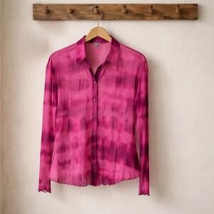 Petit Pois Sheer Mesh Pink Top Y2K Edgy Stretch Layering (Flaw) Alt Grunge Punk